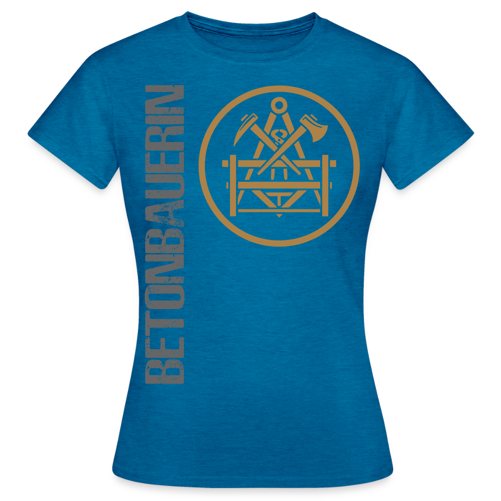 Frauen T-Shirt "Betonbauerin" Antikblaues Saphir meliert Frauen T-Shirt