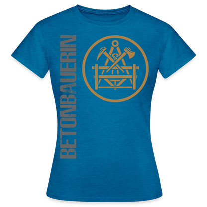 Frauen T-Shirt "Betonbauerin" Antikblaues Saphir meliert Frauen T-Shirt