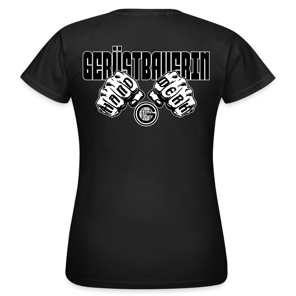 Frauen T-Shirt "Gerüstbauerin" (beidseitig bedruckt) - Schwarz