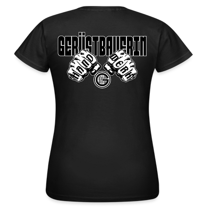 Frauen T-Shirt "Gerüstbauerin" (beidseitig bedruckt) - Schwarz