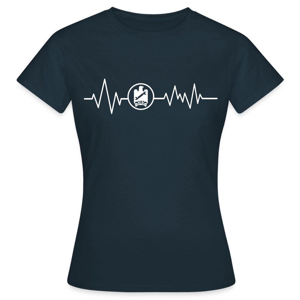Frauen T-Shirt "KFZ-Mechaniker" mit Herzschlag-Design von Spreadconnect, bequemes Baumwollshirt für Mechanikerinnen und Autoenthusiasten
