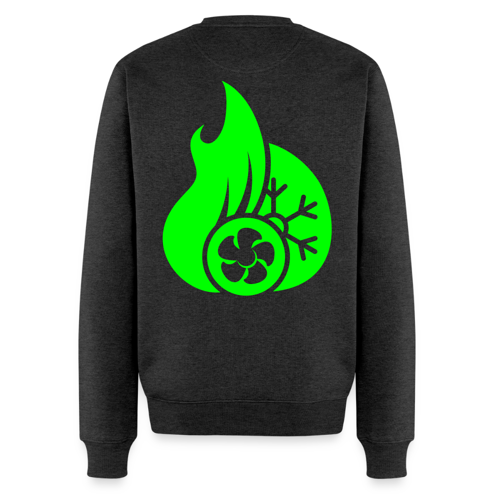 Unisex Premium Pullover "Klimatechniker" neongrün Anthrazit meliert Männer Premium Pullover