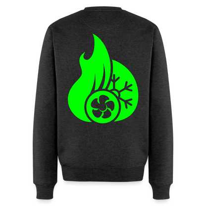 Unisex Premium Pullover "Klimatechniker" neongrün Anthrazit meliert Männer Premium Pullover