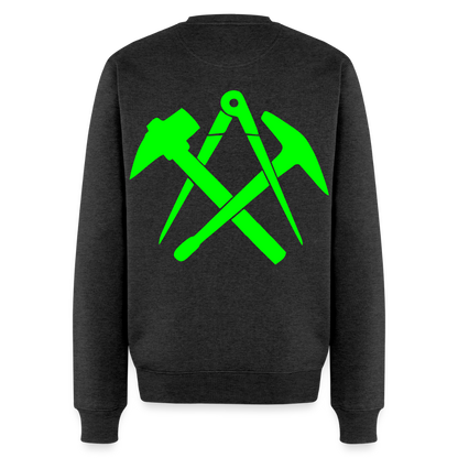 Unisex Premium Pullover "Dachdecker" neongrün Anthrazit meliert Männer Premium Pullover