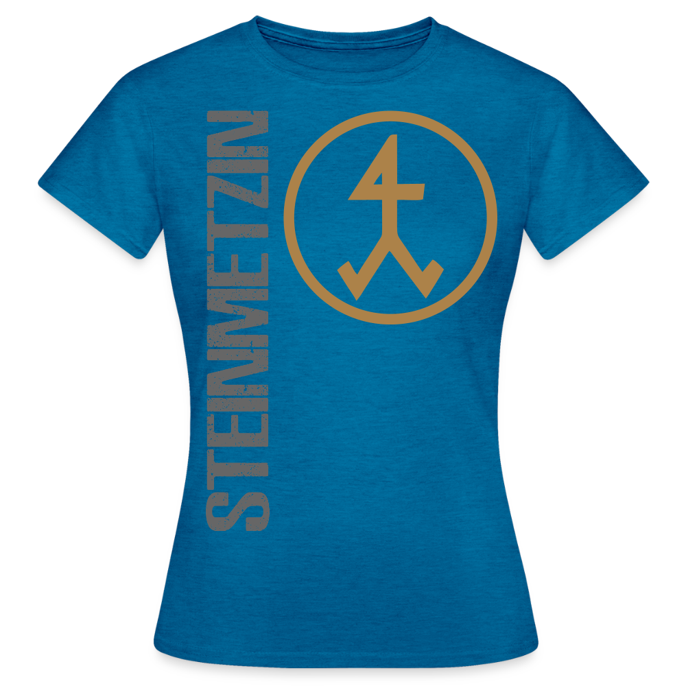 Frauen T-Shirt "Steinmetzin" Antikblaues Saphir meliert Frauen T-Shirt
