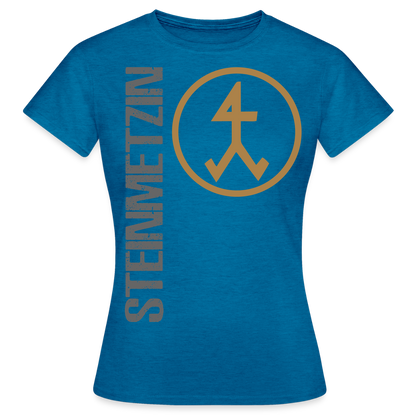 Frauen T-Shirt "Steinmetzin" Antikblaues Saphir meliert Frauen T-Shirt