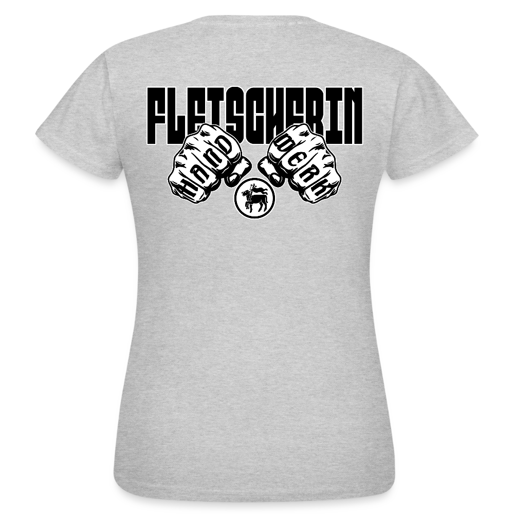 Frauen T-Shirt "Fleischerin" (beidseitig bedruckt) Grau meliert Frauen T-Shirt