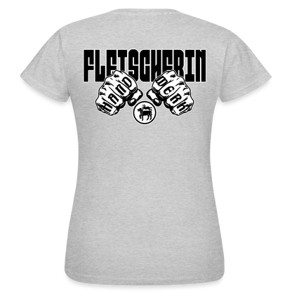 Frauen T-Shirt "Fleischerin" (beidseitig bedruckt) Grau meliert Frauen T-Shirt