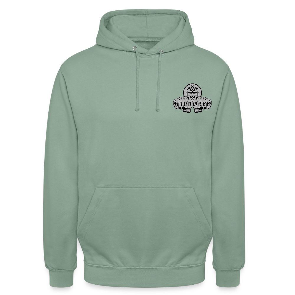 Unisex Standard Hoodie "Betonbauer" beidseitig bedruckt Graugrün Unisex Hoodie