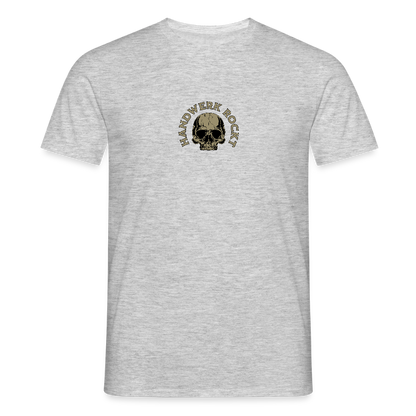 Unisex T-Shirt "Handwerk-Rockt" (beidseitig bedruckt) - Grau meliert