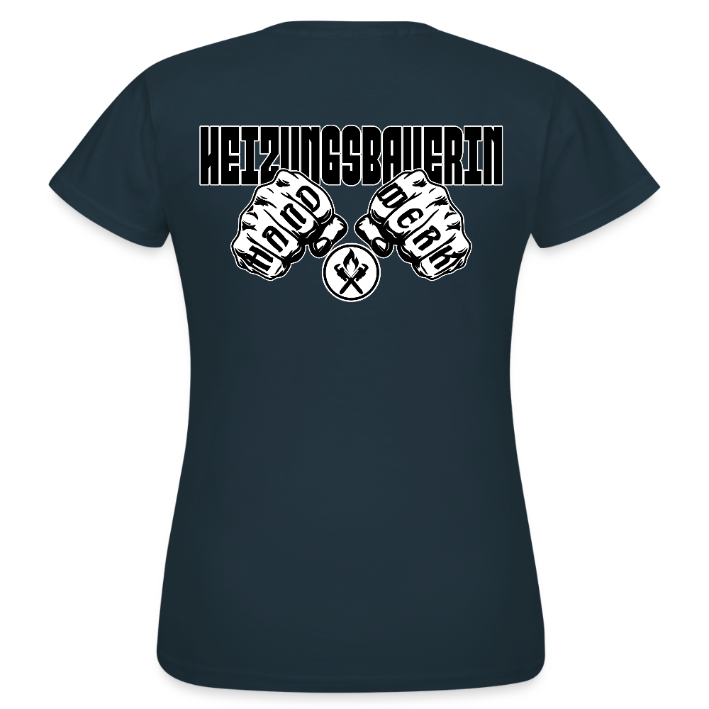 Frauen T-Shirt "Heizungsbauerin" (beidseitig bedruckt) Navy Frauen T-Shirt