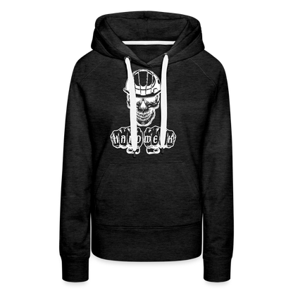 Frauen Premium Hoodie "Skull-Helm-Handwerk" Anthrazit Frauen Premium Hoodie