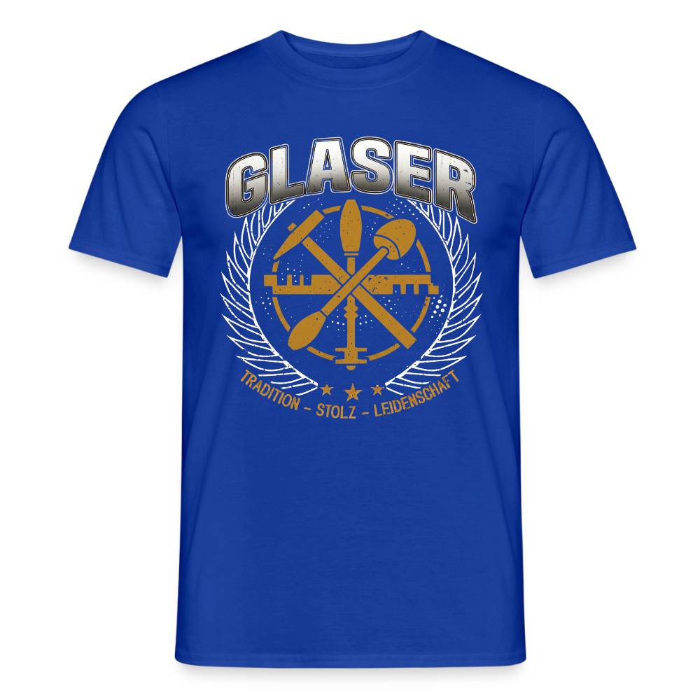 Unisex T-Shirt von Glaser für Männer, bequemes Baumwollshirt mit Tradition-Design, in neutralem Farbton, auf dem Bild sichtbar.