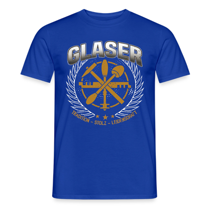 Unisex T-Shirt von Glaser für Männer, bequemes Baumwollshirt mit Tradition-Design, in neutralem Farbton, auf dem Bild sichtbar.