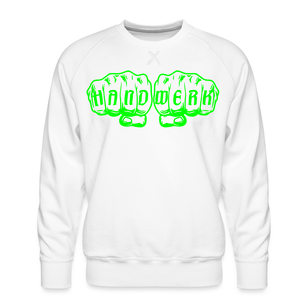 Unisex Premium Pullover "Gerüstbauer" neongrün - Weiß
