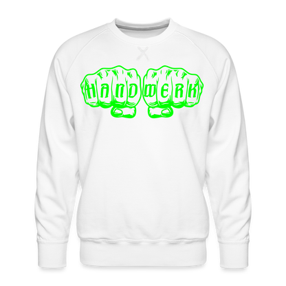Unisex Premium Pullover "Gerüstbauer" neongrün - Weiß