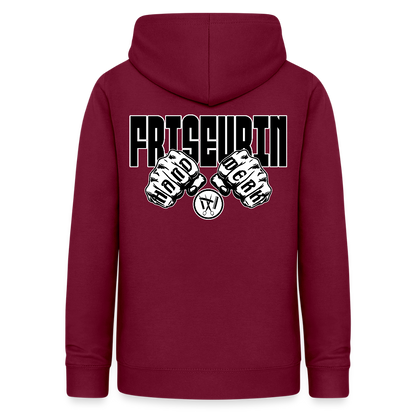 Frauen Hoodie "Friseurin" (beidseitig beruckt) Bordeaux Frauen Hoodie