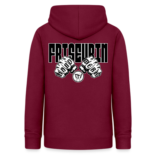 Frauen Hoodie "Friseurin" (beidseitig beruckt) - Bordeaux