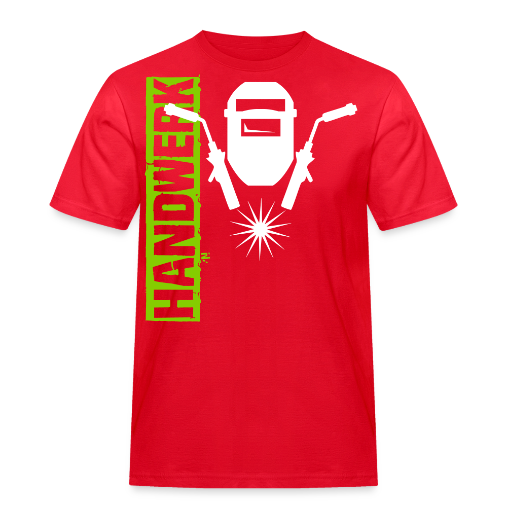 Unisex Workwear T-Shirt "Schweisser" Rot Männer Workwear T-Shirt