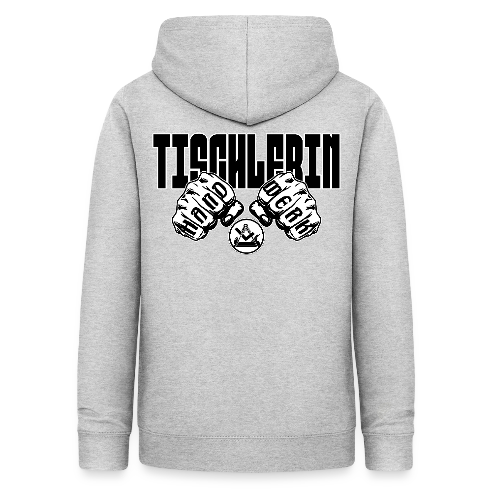 Frauen Hoodie "Tischlerin" (beidseitig beruckt) Hellgrau meliert Frauen Hoodie