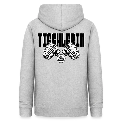 Frauen Hoodie "Tischlerin" (beidseitig beruckt) Hellgrau meliert Frauen Hoodie