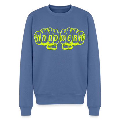Unisex Premium Pullover "Klimatechniker" neongelb - Taubenblau