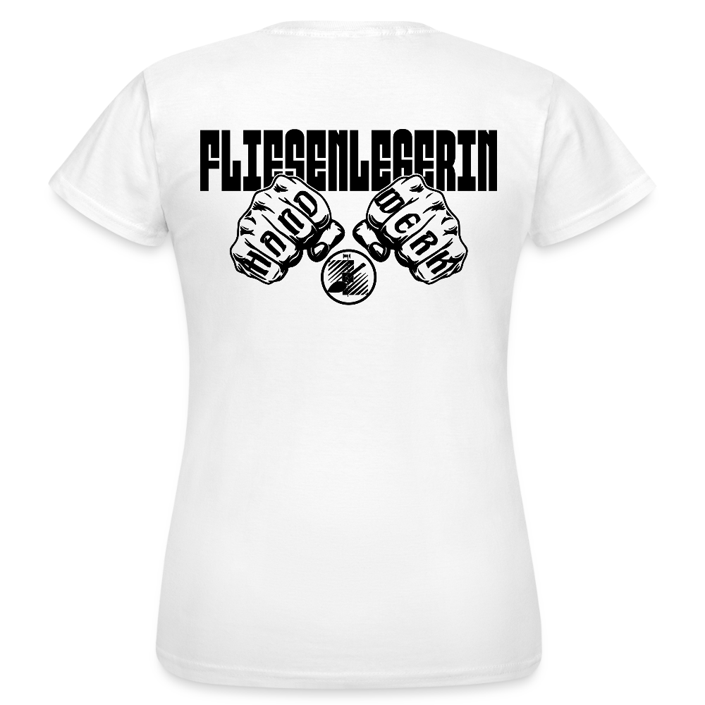 Frauen T-Shirt "Fliesenlegerin" (beidseitig bedruckt) Weiß Frauen T-Shirt