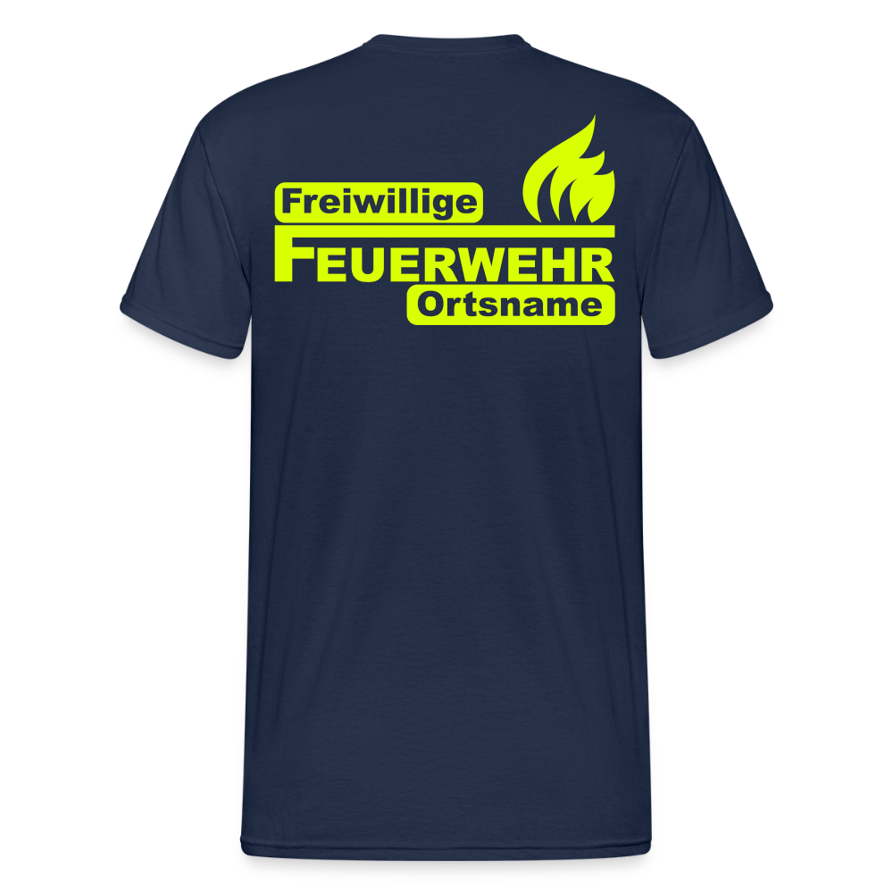 Unisex T-Shirt "Feuerwehr 1" beidseitig bedruckt - Navy