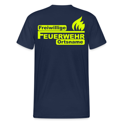 Unisex T-Shirt "Feuerwehr 1" beidseitig bedruckt - Navy
