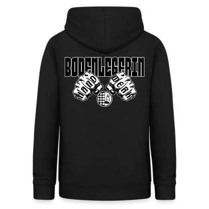 Frauen Hoodie "Bodenlegerin" (beidseitig beruckt) - Schwarz