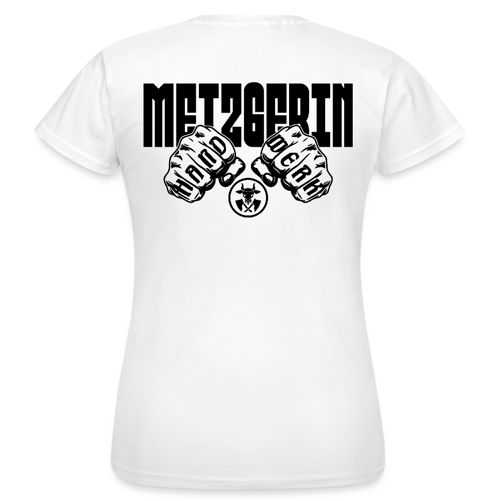 Frauen T-Shirt "Metzgerin" (beidseitig bedruckt) Weiß Frauen T-Shirt