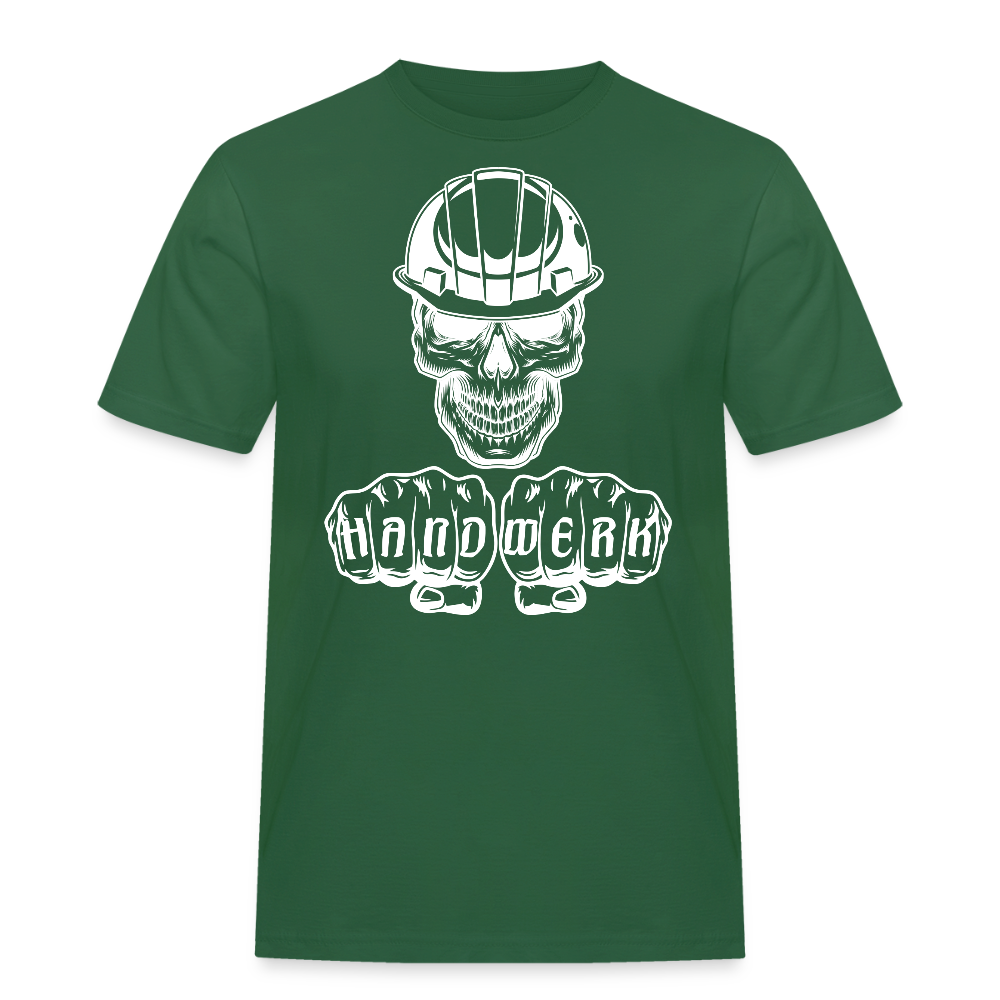 Männer Workwear T-Shirt "Skull-Helm-Handwerk" Flaschengrün Männer Workwear T-Shirt