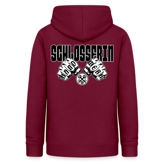 Frauen Hoodie "Schlosserin" (beidseitig beruckt) Bordeaux Frauen Hoodie