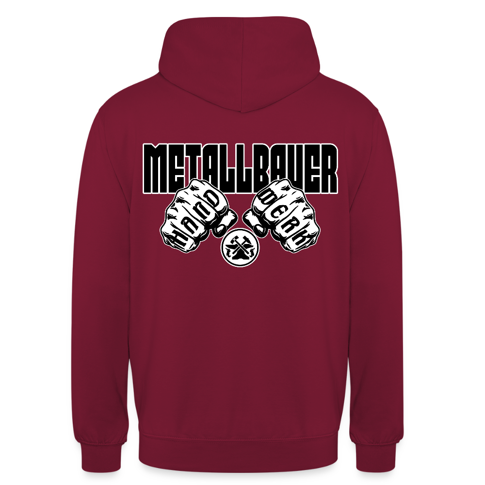 Unisex Hoodie "Metallbauer" (beidseitig bedruckt) Bordeaux Unisex Hoodie