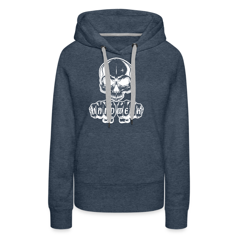 Frauen Premium Hoodie "Skull-Handwerk" Jeansblau Frauen Premium Hoodie