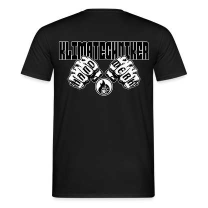 Unisex T-Shirt "Klimatechniker" (beidseitig bedruckt) Schwarz Männer T-Shirt