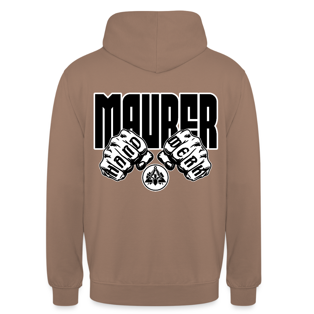 Unisex Hoodie "Maurer" (beidseitig bedruckt) Mokka Unisex Hoodie