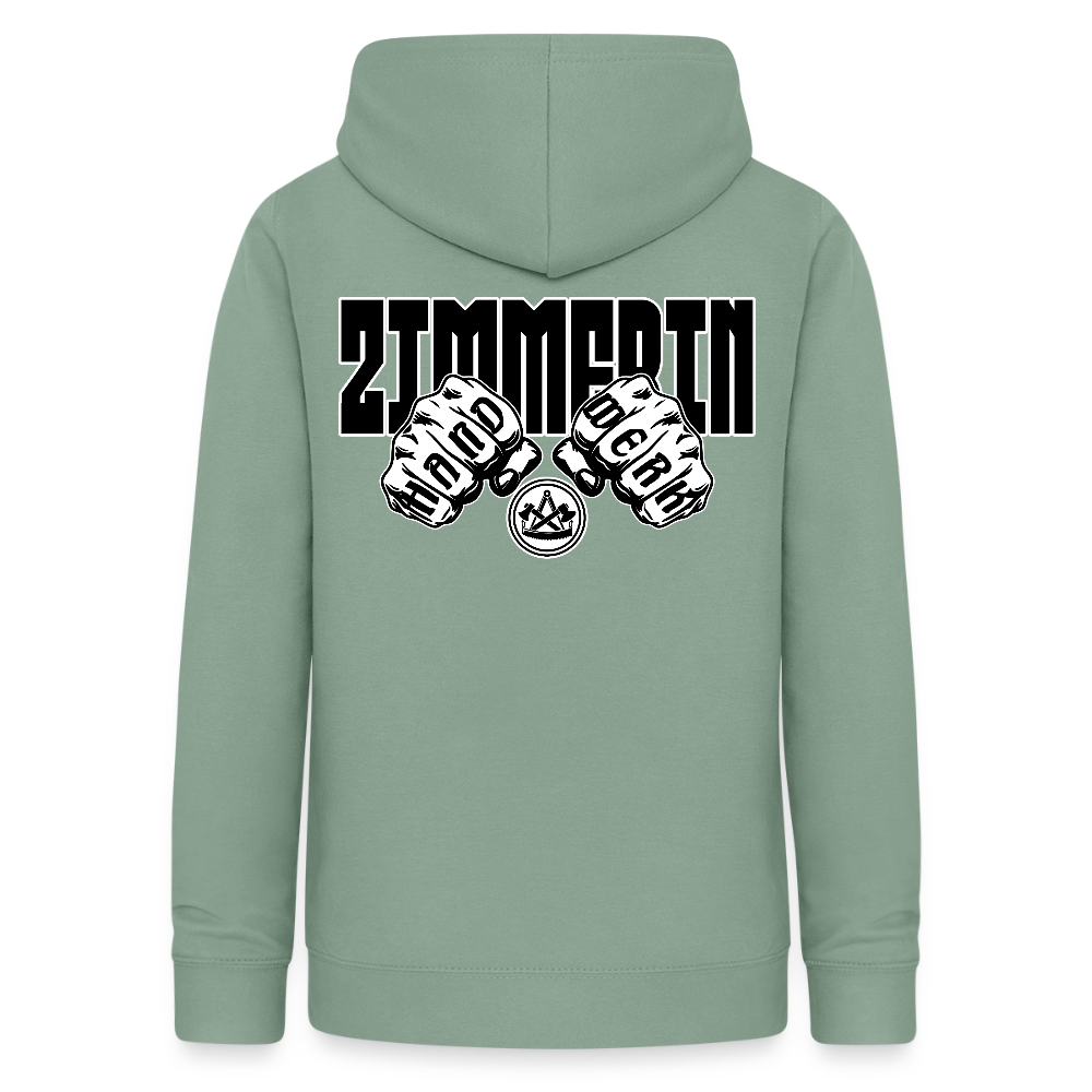 Frauen Hoodie "Zimmerin" (beidseitig beruckt) Graugrün Frauen Hoodie