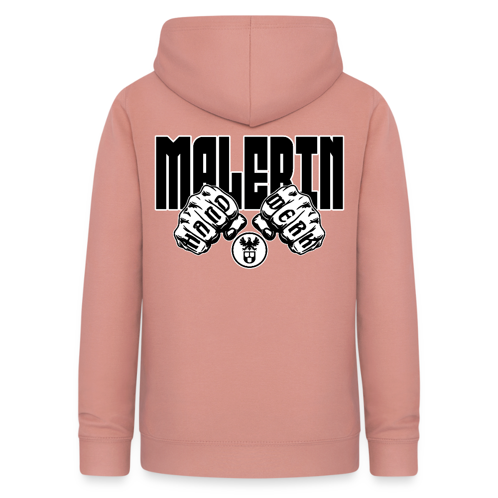 Frauen Hoodie "Malerin" (beidseitig beruckt) Altrosa Frauen Hoodie