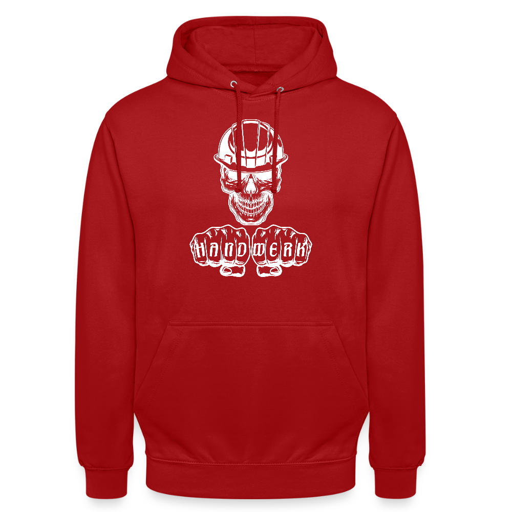 Unisex Hoodie "Skull-Helm-Handwerk" Rot Unisex Hoodie