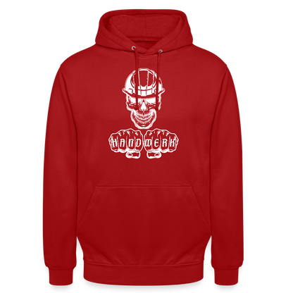 Unisex Hoodie "Skull-Helm-Handwerk" Rot Unisex Hoodie