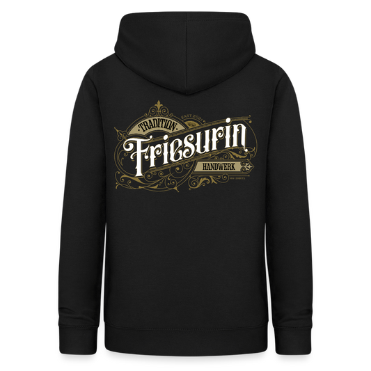 Frauen Hoodie "Friseurin" Nostalgie Handwerk Schwarz Frauen Hoodie
