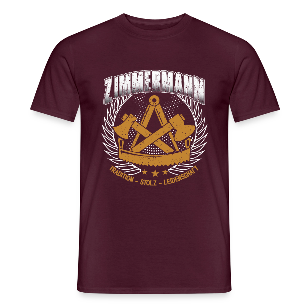 Unisex Tradition Zimmermann T-Shirt für Männer, bequemes Baumwollshirt mit traditionellem Design in natürlichen Farben.