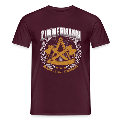 Unisex Tradition Zimmermann T-Shirt für Männer, bequemes Baumwollshirt mit traditionellem Design in natürlichen Farben.