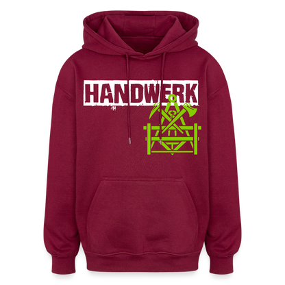 Oversized Unisex Hoodie "Betonbauer" Burgunderrot Oversized Unisex Hoodie