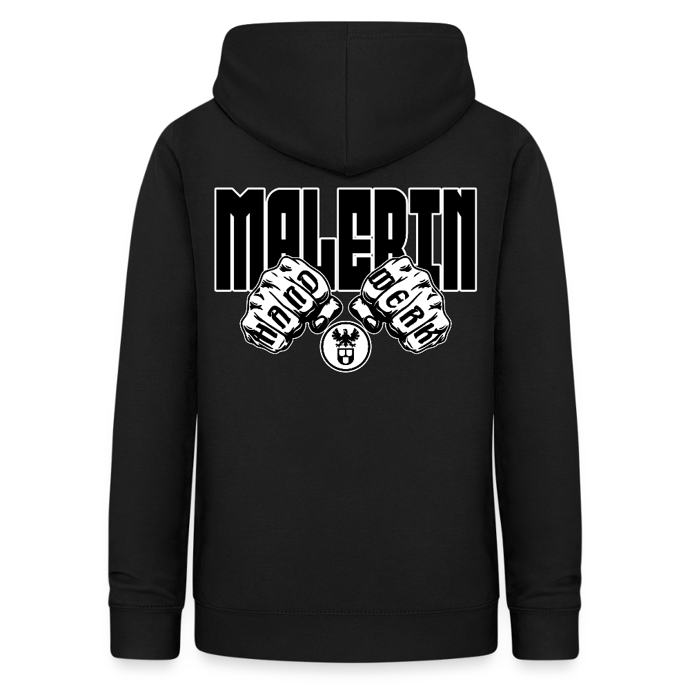 Frauen Hoodie "Malerin" (beidseitig beruckt) Schwarz Frauen Hoodie