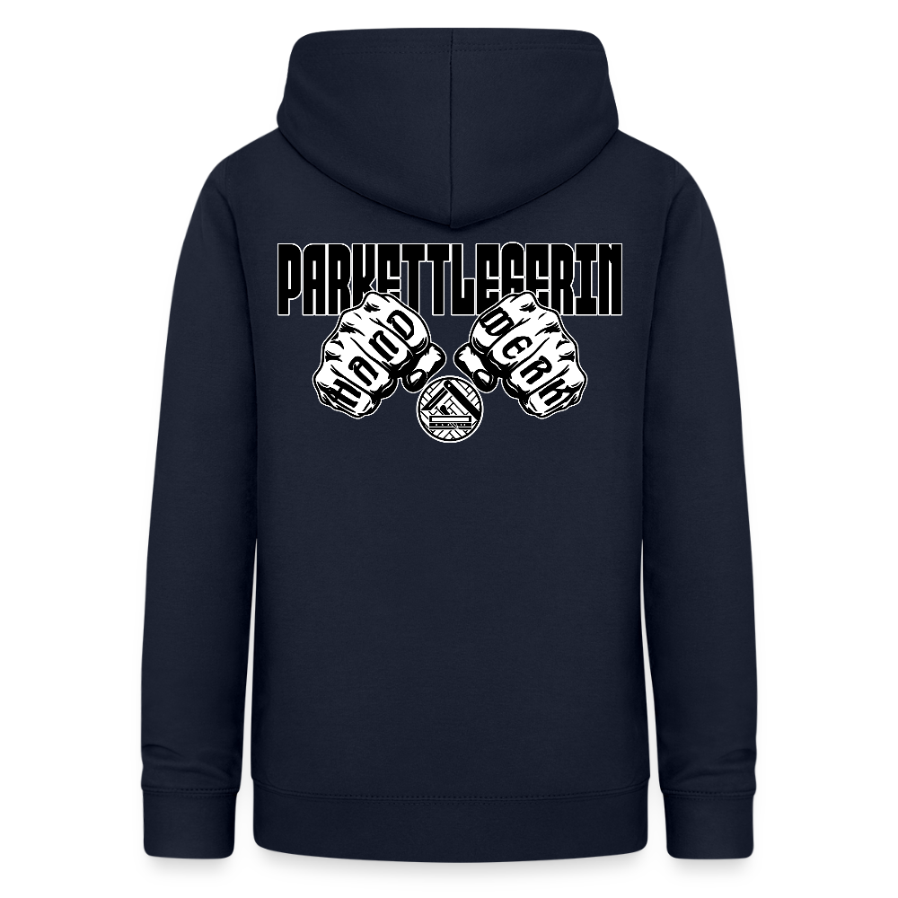 Frauen Hoodie "Parkettlegerin (beidseitig beruckt) Navy Frauen Hoodie