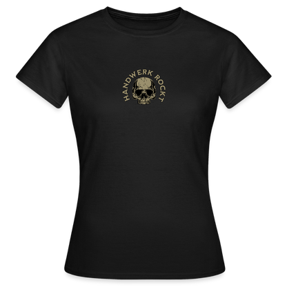 Frauen T-Shirt "Handwerk-Rockt" (beidseitig bedruckt) - Schwarz