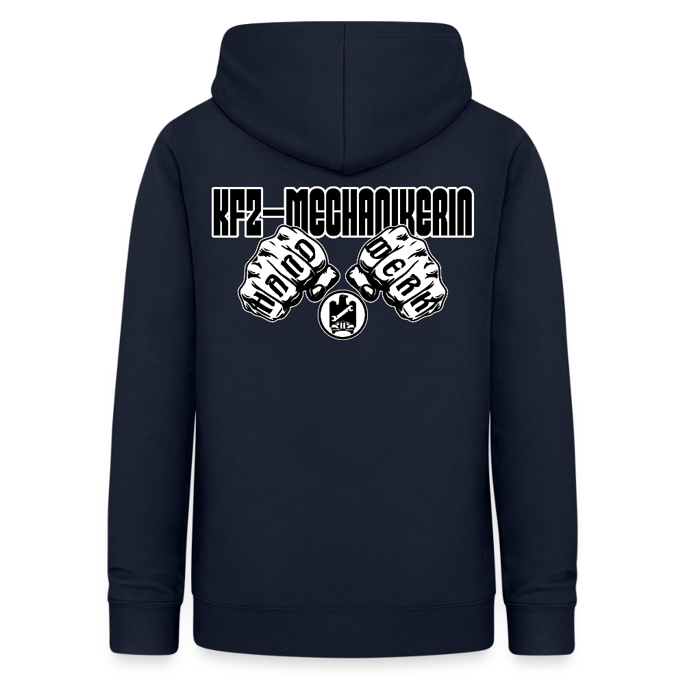 Frauen Hoodie "KFZ-Mechanikerin" (beidseitig beruckt) Navy Frauen Hoodie
