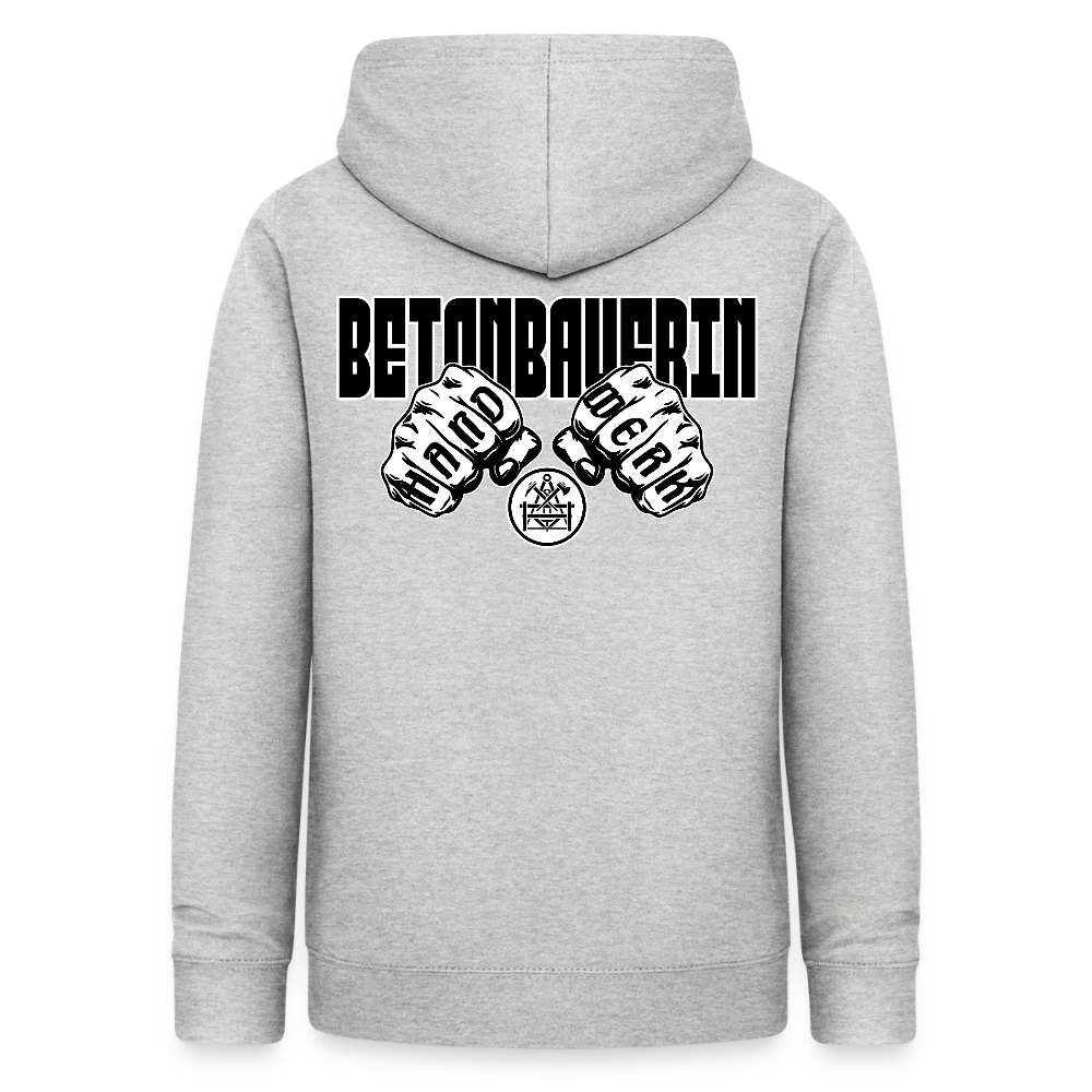 Frauen Hoodie "Betonbauerin" (beidseitig beruckt) Hellgrau meliert Frauen Hoodie